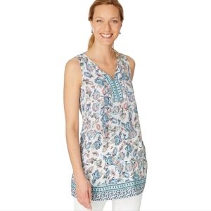 J.jill Womens Floral Tassel Sleeveless Top Blouse Size‎ XS